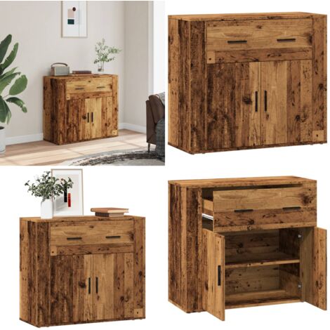 Aparador madera de ingeniería madera envejecida 80x33x70 cm - Aparador de madera - Almacenamiento