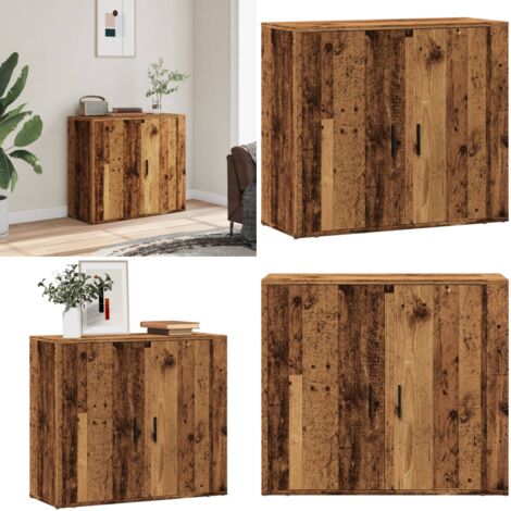 Aparador madera de ingeniería madera envejecida 80x33x70 cm - Aparador de madera - Madera envejecida