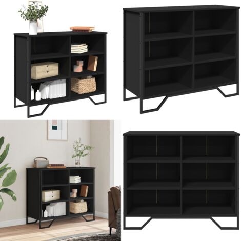 Aparador madera de ingeniería negro 91x35,5x74,5 cm - Aparador negro - Aparador de ingeniería
