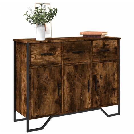 Aparador madera de ingeniería roble ahumado 97x32,5x74,5 cm vidaXL