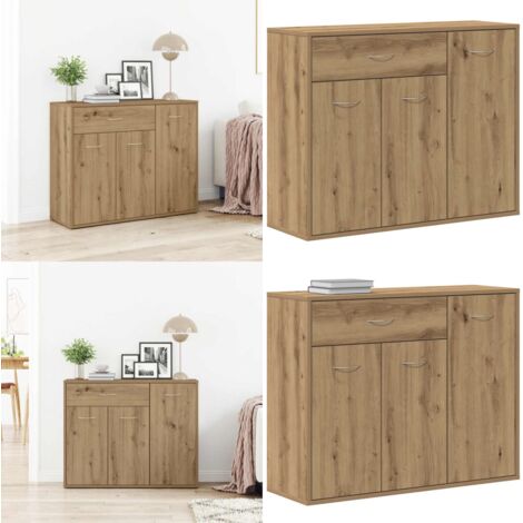 Aparador madera de ingeniería roble artisian 88x30x70 cm - Aparador de roble - Aparador de ingeniería