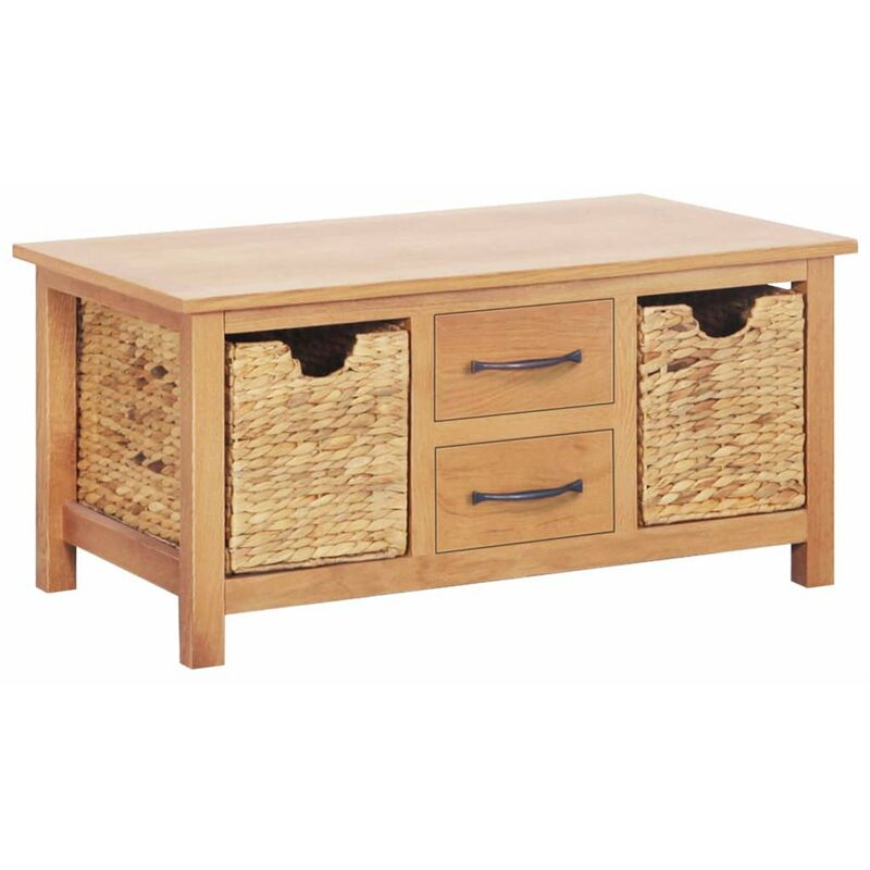 

Aparador madera de roble maciza y jacinto de agua 88x53x43 cm