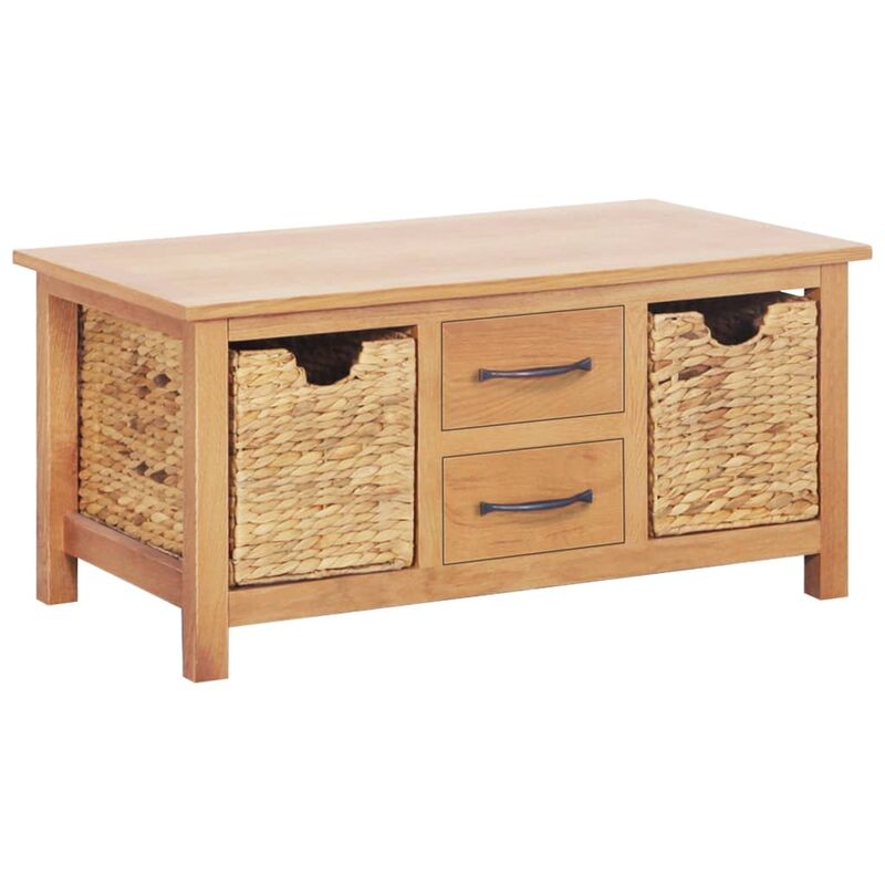 

Aparador madera de roble maciza y jacinto de agua 88x53x43 cm - Marrón