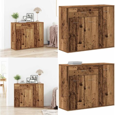 Aparador madera ingeniería madera envejecida 88x30x70 cm - Aparador de madera - Madera envejecida