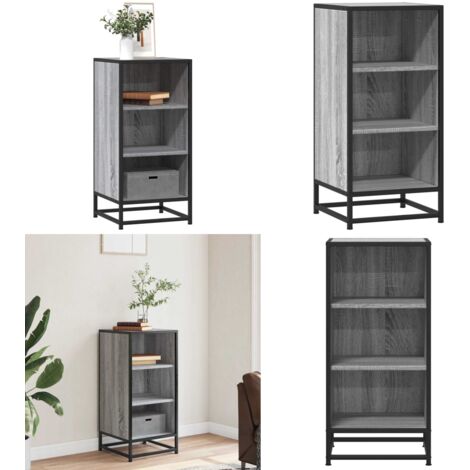 Aparador madera ingeniería y metal gris Sonoma 35,5x35x76 cm - Aparador gris - Madera de ingeniería