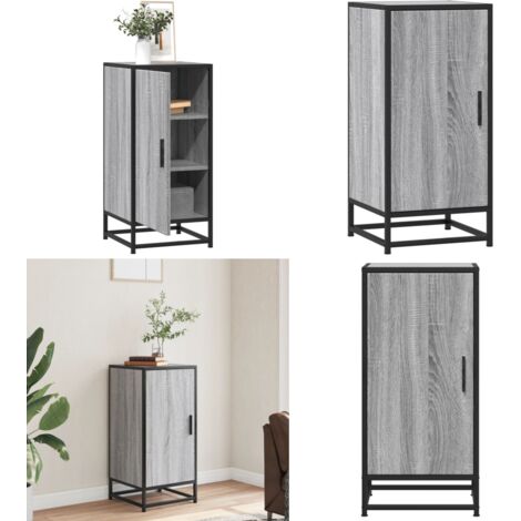Aparador madera ingeniería y metal gris Sonoma 35,5x35x76 cm - Aparador gris - Madera de ingeniería
