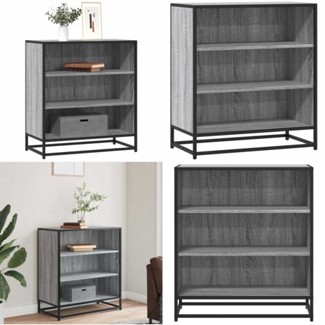 Aparador madera ingeniería y metal gris Sonoma 68x35x76 cm - Aparador industrial - Aparador gris Sonoma