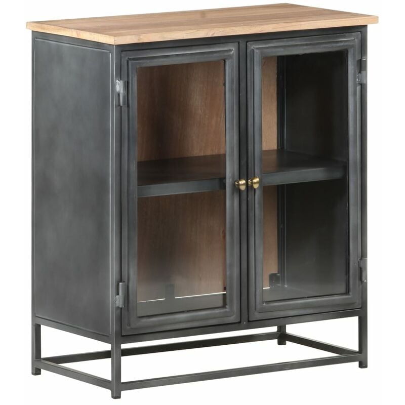

Aparador madera maciza de acacia y acero gris 60x35x70 cm