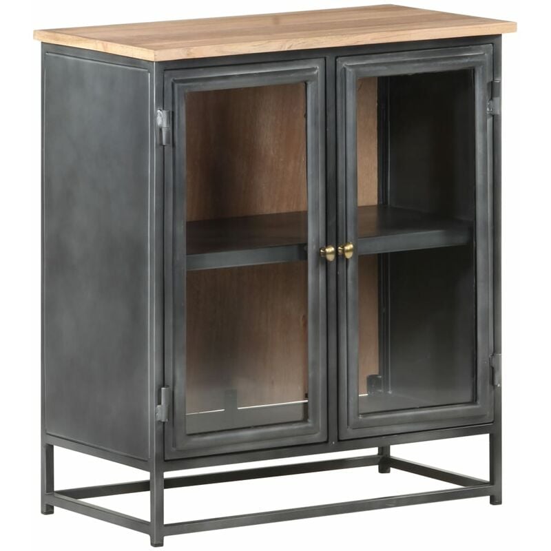 

Aparador madera maciza de acacia y acero gris 60x35x70 cm - Gris