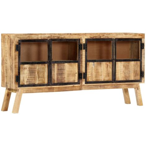 Mueble auxiliar madera maciza mango marrón/negro 60x33,5x75 cm