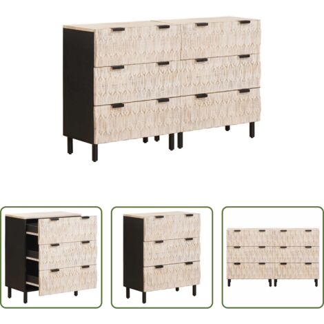 Aparador moderno -  Aparador 2 pcs Acabado de Lavado 60 x 33 x 75 cm