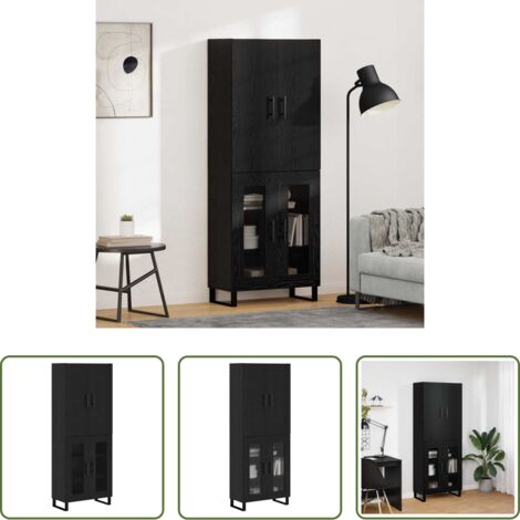 Aparador moderno -  Aparador alto 2 pcs Roble Negro 69,5 x 34 x 180 cm