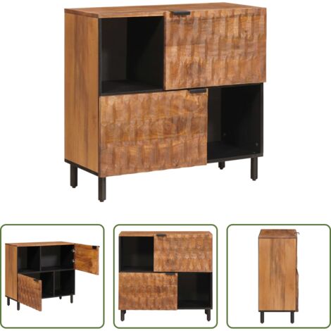 Aparador moderno -  Aparador con puerta Acabado de Acacia Marrón 80 x 33 x 75 cm