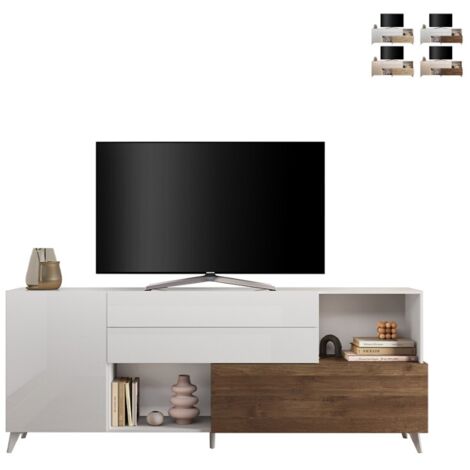 Aparador moderno para cocina y sala blanco de madera 2 puertas cajones Maditha - Olmo - Blanco brillante