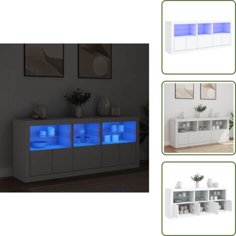 Aparador moderno - vidaXL Aparador con luces LED blanco 162x37x67 cm - Aparador de recepción