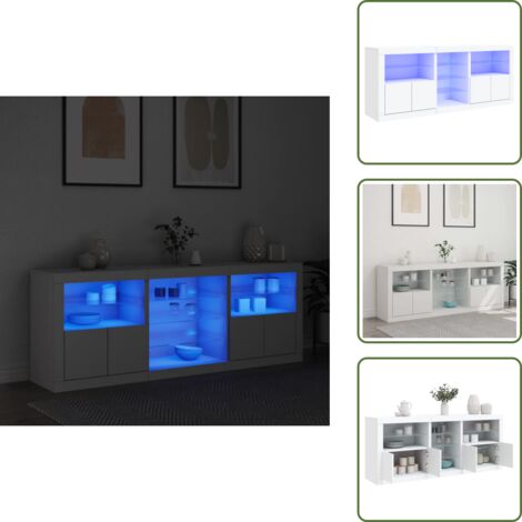 Aparador moderno - vidaXL Aparador con luces LED blanco 181,5x37x67 cm - Aparador con luz