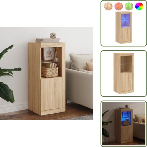 Aparador moderno - vidaXL Aparador con luces LED roble Sonoma 41x37x100 cm - Aparador de almacenamiento