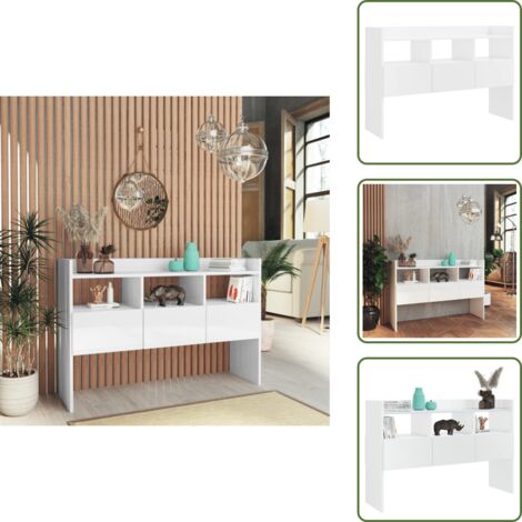 Aparador moderno - vidaXL Aparador de madera contrachapada blanco brillante 105x30x70 cm - Aparador lateral