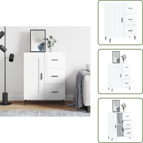 Aparador moderno - vidaXL Aparador de madera contrachapada blanco brillante 69,5x34x90 cm - Aparador decorativo