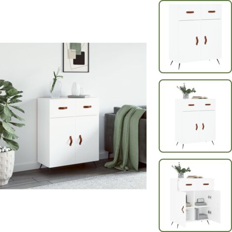 Aparador moderno - vidaXL Aparador de madera de ingeniería blanco 69,5x34x90 cm - Aparador de almacenamiento