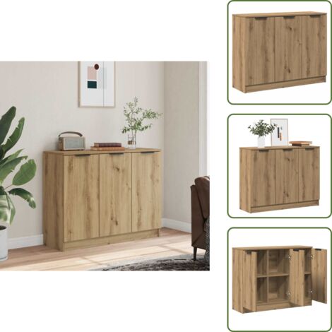 Aparador moderno - vidaXL Aparador de madera de ingeniería roble artisan 90,5x30x70 cm - Aparador de almacenamiento