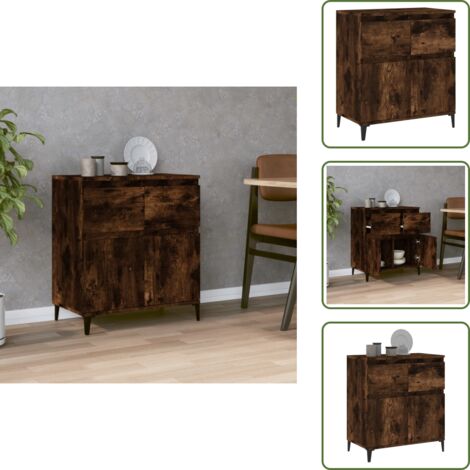 Aparador moderno - vidaXL Aparador madera contrachapada color roble ahumado 60x35x70 cm - Aparador de cocina