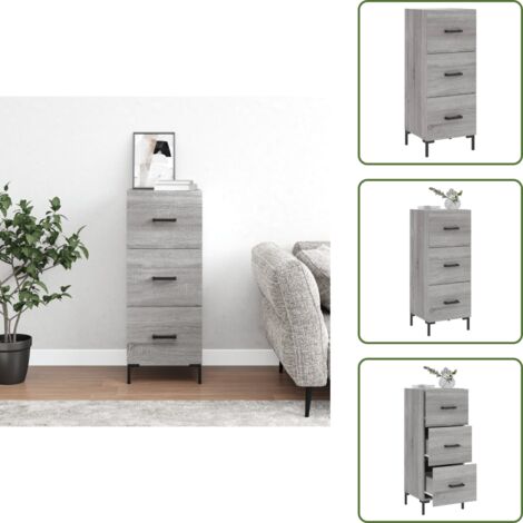 Aparador moderno - vidaXL Aparador madera de ingeniería gris Sonoma 34,5x34x90 cm - Aparador con cajones