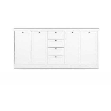 Aparador móvil 4 puertas 4 cajones color blanco 200x40xh.90 cm