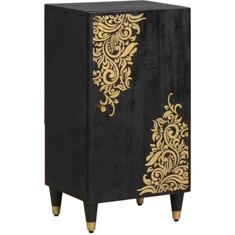 Aparador Negro 40 x 33 x 75 cm Madera de mango maciza