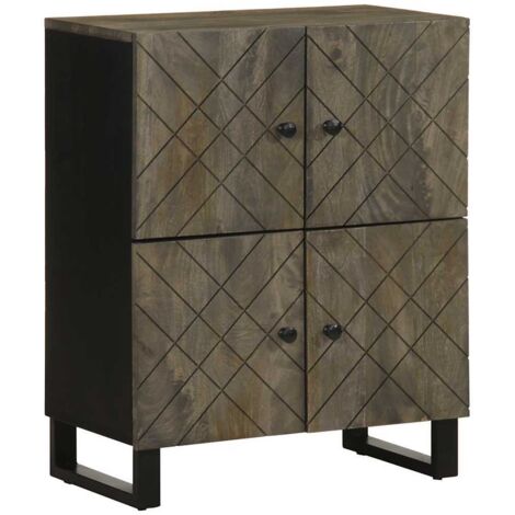 Aparador negro 60x33x75 cm madera maciza mango