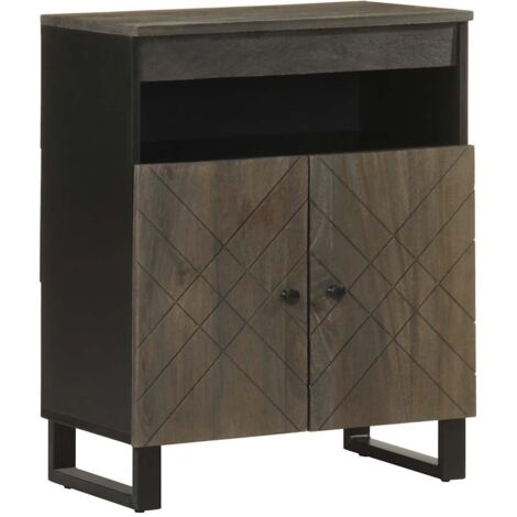 Aparador negro 60x33x75 cm madera maciza mango