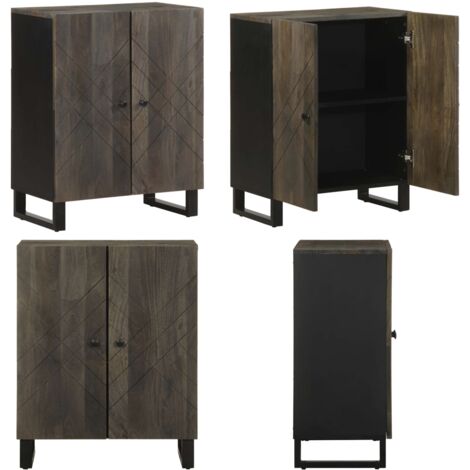 Aparador negro 60x33x75 cm madera maciza mango - Almacenamiento - Madera maciza