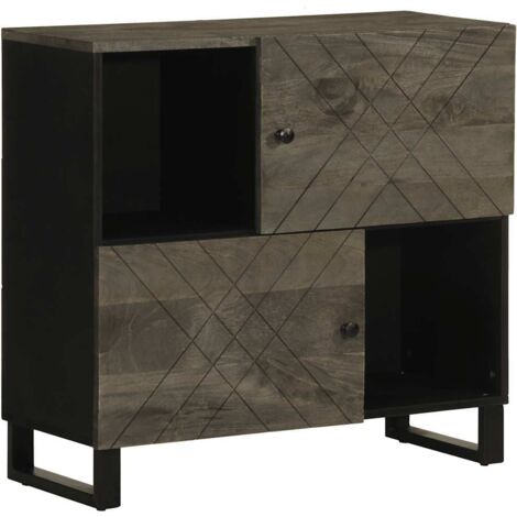Aparador negro 80x33x75 cm madera maciza mango