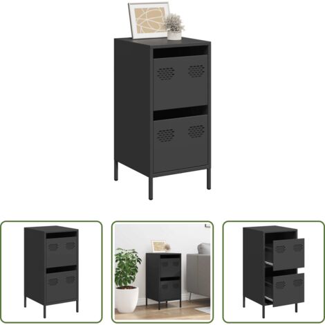 Aparador negro -  Aparador de acero laminado en frío negro 35x39x73,5 cm