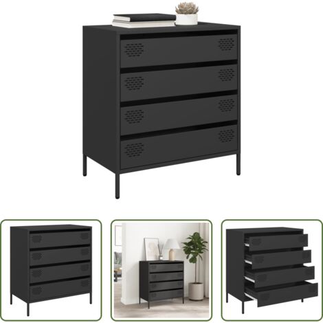 Aparador negro -  Aparador de acero laminado en frío negro 68x39x73,5 cm