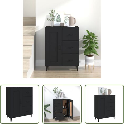 Aparador negro -  Aparador de madera contrachapada negro 69,5x34x90 cm