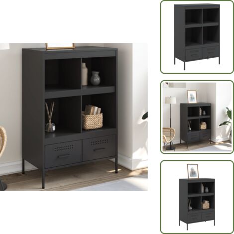 Aparador negro - vidaXL Aparador acero negro 68x39x101,5 cm - Aparador con patas ajustables