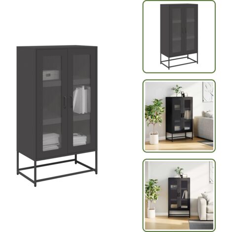 Aparador negro - vidaXL Aparador de acero negro 68x39x123 cm - Armario multifuncional