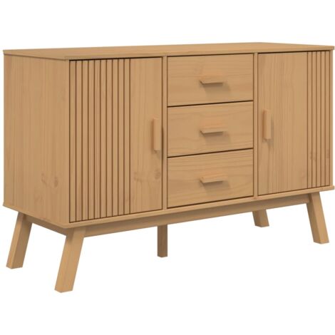 Aparador OLDEN madera maciza de pino marrón 114x43x73,5 cm vidaXL