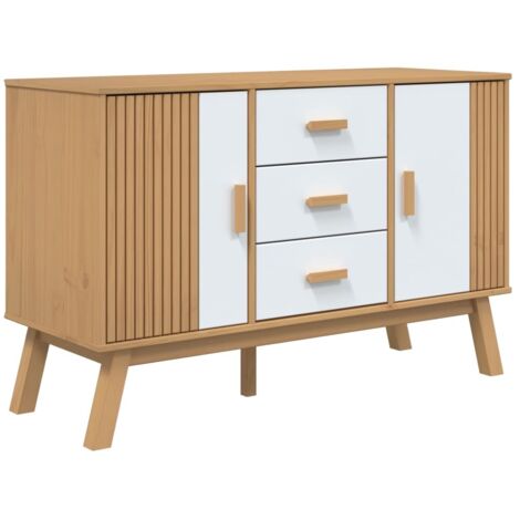 Aparador OLDEN madera maciza pino blanco y marrón 114x43x73,5cm vidaXL