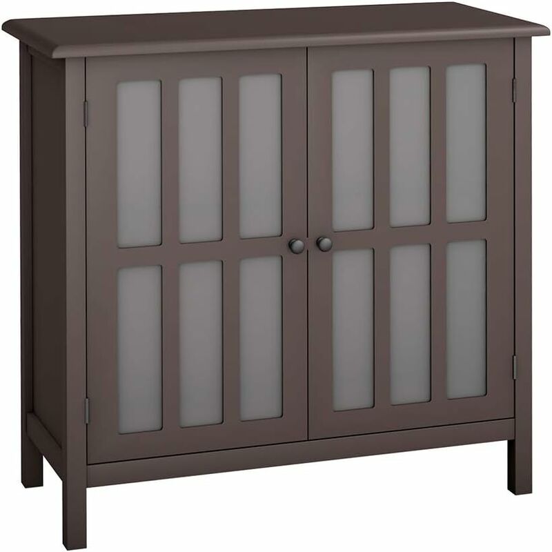 

Costway - Aparador para Cocina Mueble Consola con Puerta de Vidrio Armario Buffet con Patas de Madera de Pino Marrón