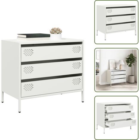 Aparador para dormitorio - vidaXL Aparador de acero laminado en frío blanco 68x39x58,5 cm - Aparador para oficina