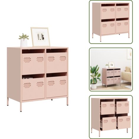 Aparador para dormitorio - vidaXL Aparador de acero laminado en frío rosa 68x39x73,5 cm - Aparador para oficina