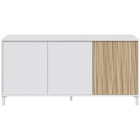 Aparador Para Salón Ethna Blanco Artik Y Natur Estilo Moderno 154x74x40 cm