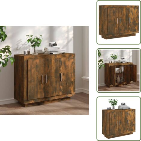 Aparador para salón - vidaXL Aparador madera contrachapada color roble ahumado 92x35x75 cm - Aparador para dormitorio
