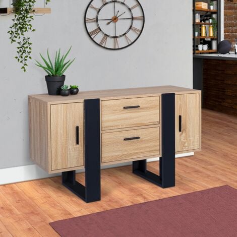 Compra Skraut Home - Buffet/Aparador salón Comedor, Mueble Auxiliar Buffet  LOFT 1 Puerta, 3 cajones, todo de color Roble Rústico. Medidas:  120x40x86cm. al por mayor