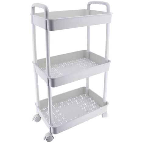Aparador pp con ruedas, 3 cestas - blanco - Tendance