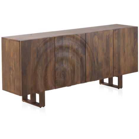 Aparador Puertas De Mango Color Natural Con Ondas Y Patas De Madera