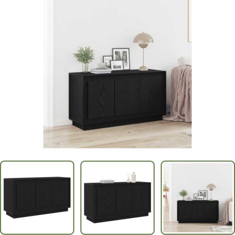 Aparador rectangular -  Vitrina Roble Negro 102 x 35 x 55 cm Madera contrachapada