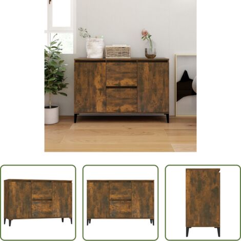 Aparador roble ahumado -  Aparador madera contrachapada color roble ahumado 102x35x70 cm